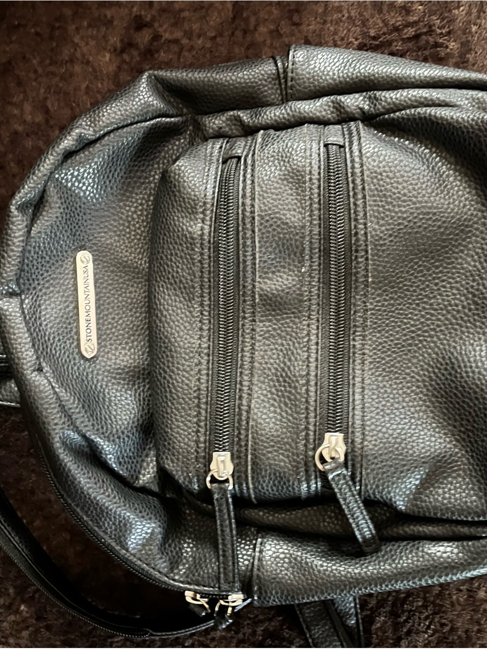 Stone Mountain Accessories Black Pebbled Leather Mini Backpack